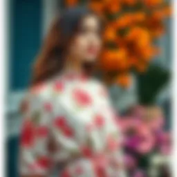 Elegant daily dress with floral patterns
