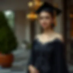 Elegant black graduation dress with intricate designs