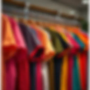 Vibrant T-Shirt Collection Vibrant collection of colorful t-shirts hanging on a rack