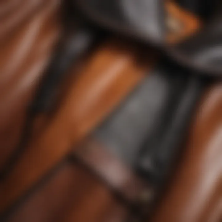 Close-up of high-quality leather texture, emphasizing craftsmanship and durability.