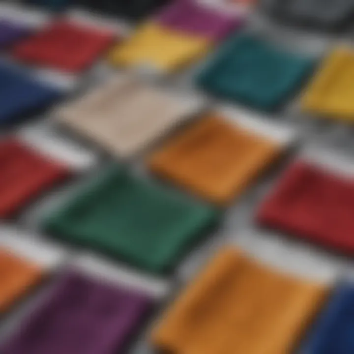 A collection of fabric samples representing different textures for sweatshirts.