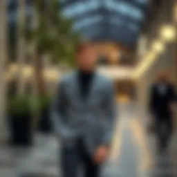 Stylish gray blazer paired with black trousers