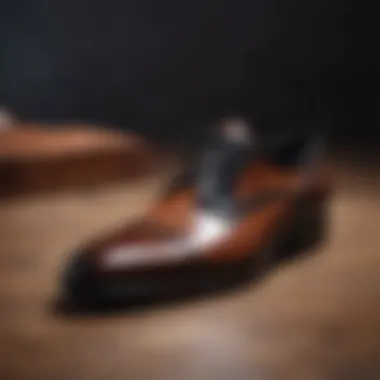 Close-up of high-quality leather used in tuxedo shoes