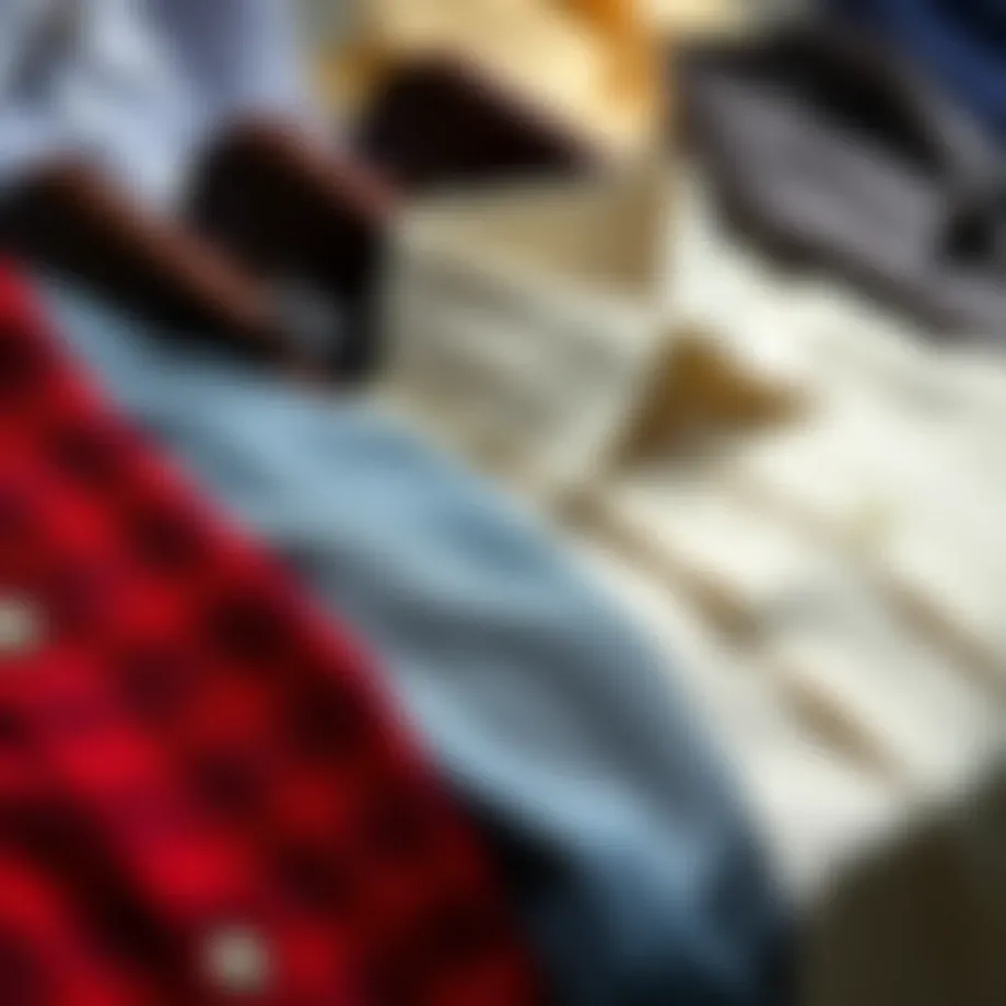 Elegant display of various fabric shirts showcasing texture and style