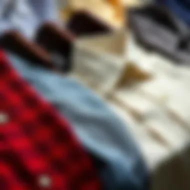 Diverse Fabrics for Sophisticated Shirts Elegant display of various fabric shirts showcasing texture and style