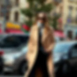 Elegant long coat combination with chic accessories