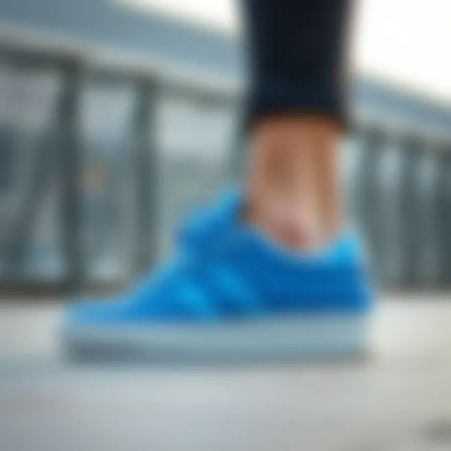 A stylish blue sneaker design showcasing modern fashion elements