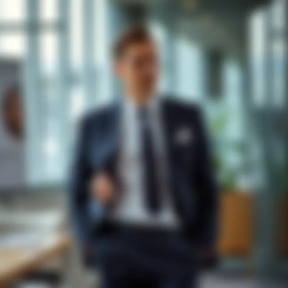 Elegant suit pants in a modern office setting