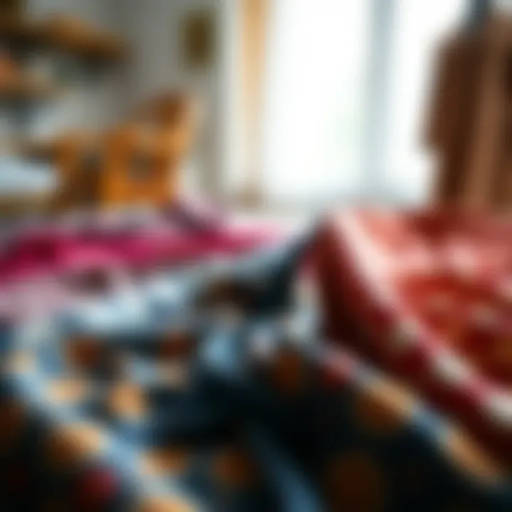 A selection of fabric patterns and colors laid out for choice