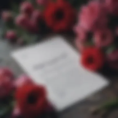 A heartwarming handwritten love letter beside a bouquet of flowers.