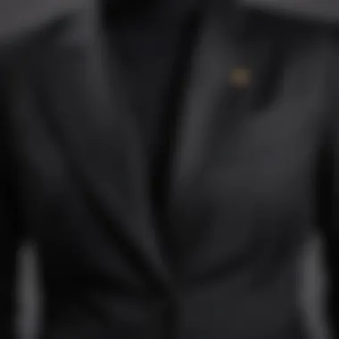 Close-up of sustainable fabric used for black blazers