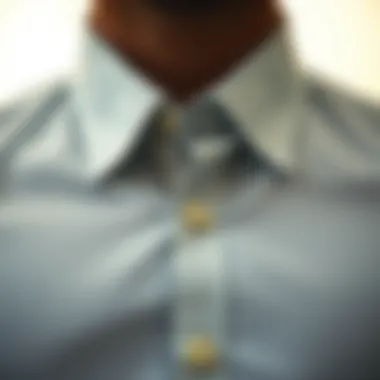 Close-up of a well-tailored shirt collar with unique stitching