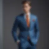 A tailored super slim fit suit showcasing contemporary fashion trends.