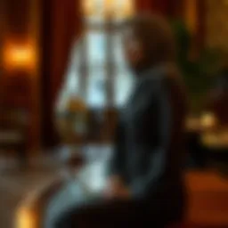 Elegant modest evening dress in a chic setting