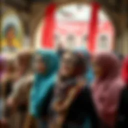 Elegant display of various styles of headscarves