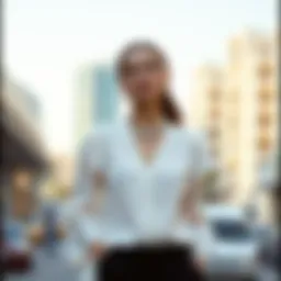 Elegant V-neck blouse styled with accessories